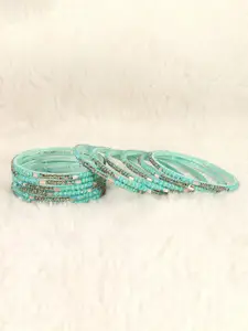 LAVAZZA Set Of 12 Gold-Plated Crystals Cubic Zirconia Studded & Beaded Bangles