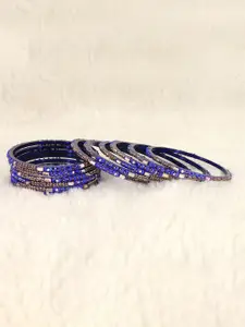 LAVAZZA Set Of 12 Glass Crystals & Cubic Zirconia Studded & Beaded Bangles