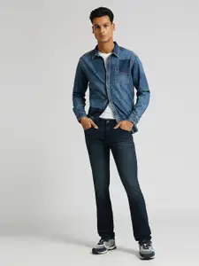 Pepe Jeans Slim Fit Spread Collar Long Sleeves Denim Weave Pure Cotton Casual Shirt
