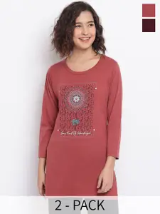 Duchess Women  Pack Of 2 Printed Lounge T-Shirts