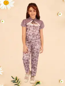 CUTECUMBER Girls Floral Printed Top with Trousers