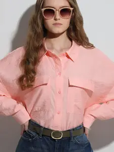 Vero Moda Spread Collar Long Sleeves Cuffed Sleeves Oversized Formal Shirt