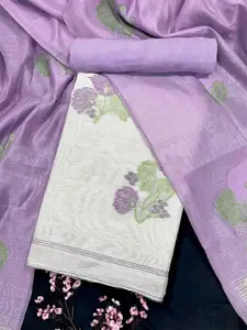 ZARIMO Floral Woven Design Pure Linen Unstitched Dress Material