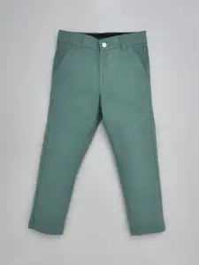 YOUMAA Boys Straight Fit Mid-Rise Pure Cotton Chinos Trousers