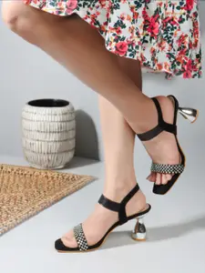 Carlton London Embellished Open Toe Block Heels