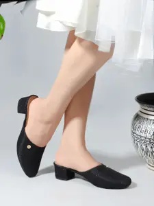 Carlton London Embellished Round Toe Block Heeled Pumps