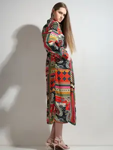 Vero Moda Women Ethnic Motifs Printed Shirt Midi Dress With Belt