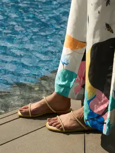 CAI women Green shimmer flats