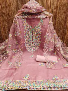 ZEEPKART Embroidered Organza Unstitched Dress Material