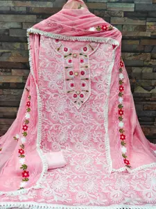 ZEEPKART Ethnic Motifs Embroidered Unstitched Dress Material
