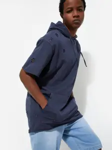 max URB_N Men Distressed Oversized Hoodie