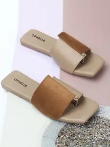 OPHELIA Women Square Toe Open Toe Flats