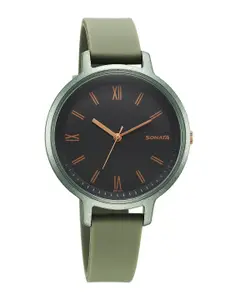 Sonata Splash Women Brass Round Dial Analogue Watch 87049PP18W