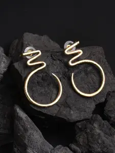 XPNSV Gold-Plated Golden Zigzag Gilded Drop Earrings