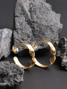 XPNSV Gold-Plated Twisty Half Hoop Earrings