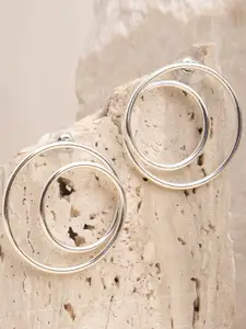 XPNSV Silver-Plated Twofold Spiral Stud Earrings