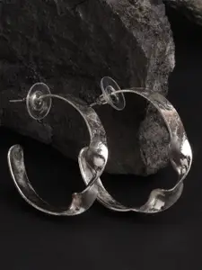 XPNSV Silver-Plated Twisty Half Hoop Earrings