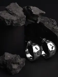 XPNSV Silver-Plated Silver Bold Allure Half Hoop Earrings