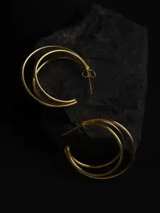XPNSV Gold-Plated Triple Swirl Half Hoop Earrings
