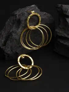 XPNSV Gold-Plated Luxe Spiral Swirls Drop Earrings
