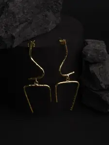 XPNSV Gold-Plated Geometric Swirl Drop Earrings