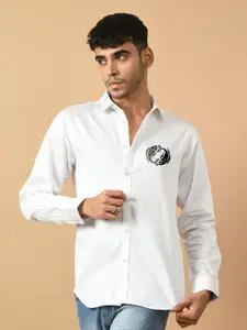 OFFMINT Classic Spread Collar Long Sleeves Cotton Casual Shirt