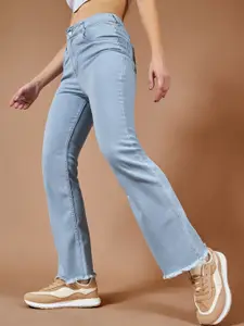 DOLCE CRUDO Women Bootcut High-Rise Clean Look Stretchable Jeans