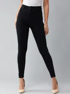 DOLCE CRUDO Audacious Tomorrow Women Black Skinny Fit High-Rise Stretchable Jeans