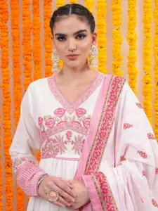 Vishudh Floral Printed Maxi Dress With Dupatta