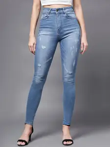 Miss Chase Women Skinny Fit High-Rise Mildly Distressed Stretchable Jeans