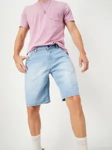 max Men Washed Regular Fit Mid-Rise Denim Shorts