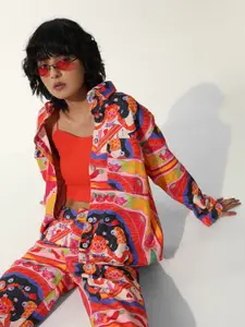 ONLY ONLVEGA HARROW ARTIST Abstract Printed Spread Collar Pure Cotton Casual Shirt