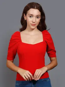 The Roadster Lifestyle Co. Sweetheart Neck Puff Sleeve Top