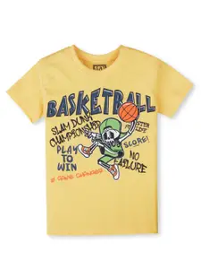 Gini and Jony Boys Typography Printed Round Neck T-shirt