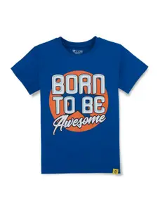 Gini and Jony Boys Typography Printed Round Neck Cotton T-shirt