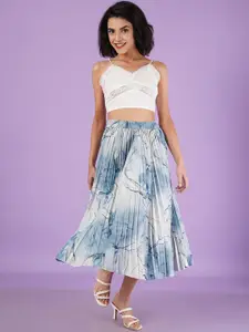 OTABU Abstract  Printed A-line Midi Skirt