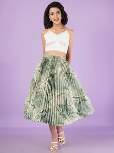 OTABU Floral Printed A-line Midi Skirt