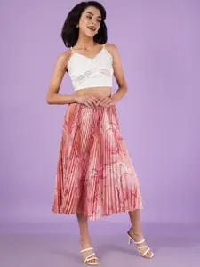 OTABU Abstract Printed A-line Midi Skirts