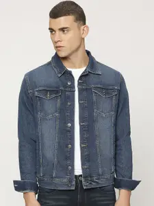 Pepe Jeans Men Washed Striped Denim Jacket