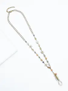 Rhea Ice Storm Drop Gold-Plated Crystals Studded Necklace