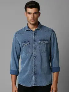 Louis Philippe Jeans Spread Collar Slim Fit Faded Cotton Casual Shirt