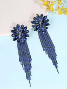 Yellow Chimes Contemporary Crystals Drop Earrings