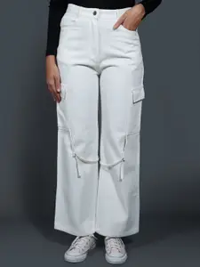 The Roadster Lifestyle Co. Women No Fade Cotton Flared Cargo Jeans