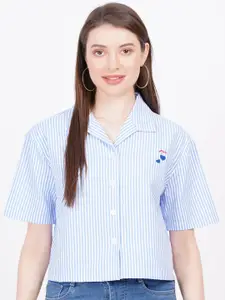 MINGLAY Relaxed Fit Striped Spread Collar Long Sleeves Casual Shirt