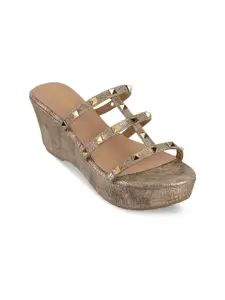 CRIMZON Embellished Open Toe Wedge Heels