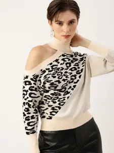 bebe Cut-Out Shoulder Turtle Neck Knitted Pullover