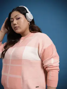 The Roadster Life Co. Plus Size Checked Acrylic Pullover