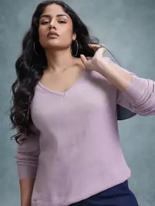 The Roadster Life Co. Plus Size V-Neck Acrylic Pullover