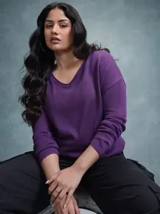 The Roadster Life Co. Plus Size V-Neck Acrylic Pullover