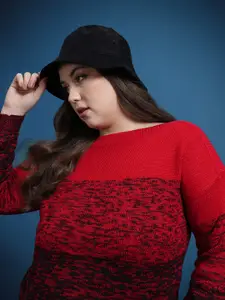 The Roadster Life Co. Plus Size Colourblocked Acrylic Pullover